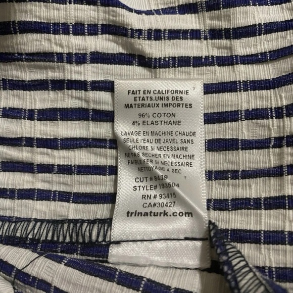 TRINA TURK Lyric Theatre Pants Seersucker Blue/White MidRise Straight Leg Size 6 - Picture 10 of 11